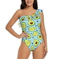thumbnail image 2 of Picia Avocado and Hearts Pattern Women's One Piece Swimsuits,One Shoulder Swimwear Asymmetric ,Ruffle Monokinis Bathing Suits,High Waisted Flattering Bathing Suits-X-Large, 2 of 8