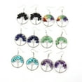 thumbnail image 5 of Xiao Hua Pendientes de piedra natural personalizados, hechos a mano, envueltos en seda, de plata, con colgante de árbol de la vida de cristal natural de 3 cm (multicolor)., 5 of 5