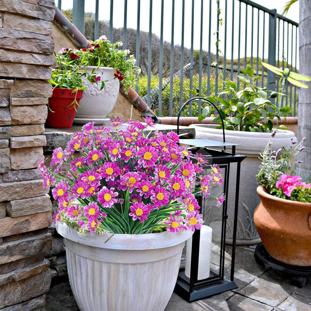 12 Bundles Artificial Flowers Plants for Outdoors, Uv Resistant Fake Plants Plastic Faux Flowers for Home Wedding Party Outdoor Indoor Garden Decor, Orchid