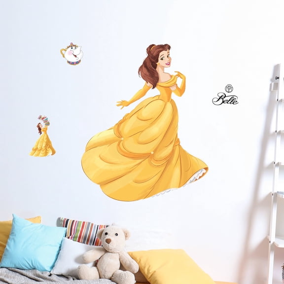 Disney Princess Belle Wall Decal Set - Large 23" Peel and Stick Beauty and the Beast Vinyl Stickers | Kids Bedroom Playroom Nursery Decor