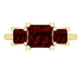 thumbnail image 2 of Dazzlingrock Collection Princess Garnet 3 Stone Engagement Ring for Women (Color Red, Clarity Moderately Included) in 10K Yellow Gold, Size 5.5, 2 of 4