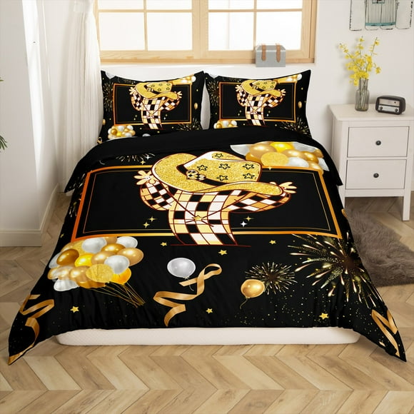 YST Cowgirl Hat Duvet Cover Western Cowboy Comforter Cover Twin Size Cute Glitter Stars Cactus Bedding Set For Kids Boys Girls Teens Glitter Stars Ribbons Balloons Bedspread Cover