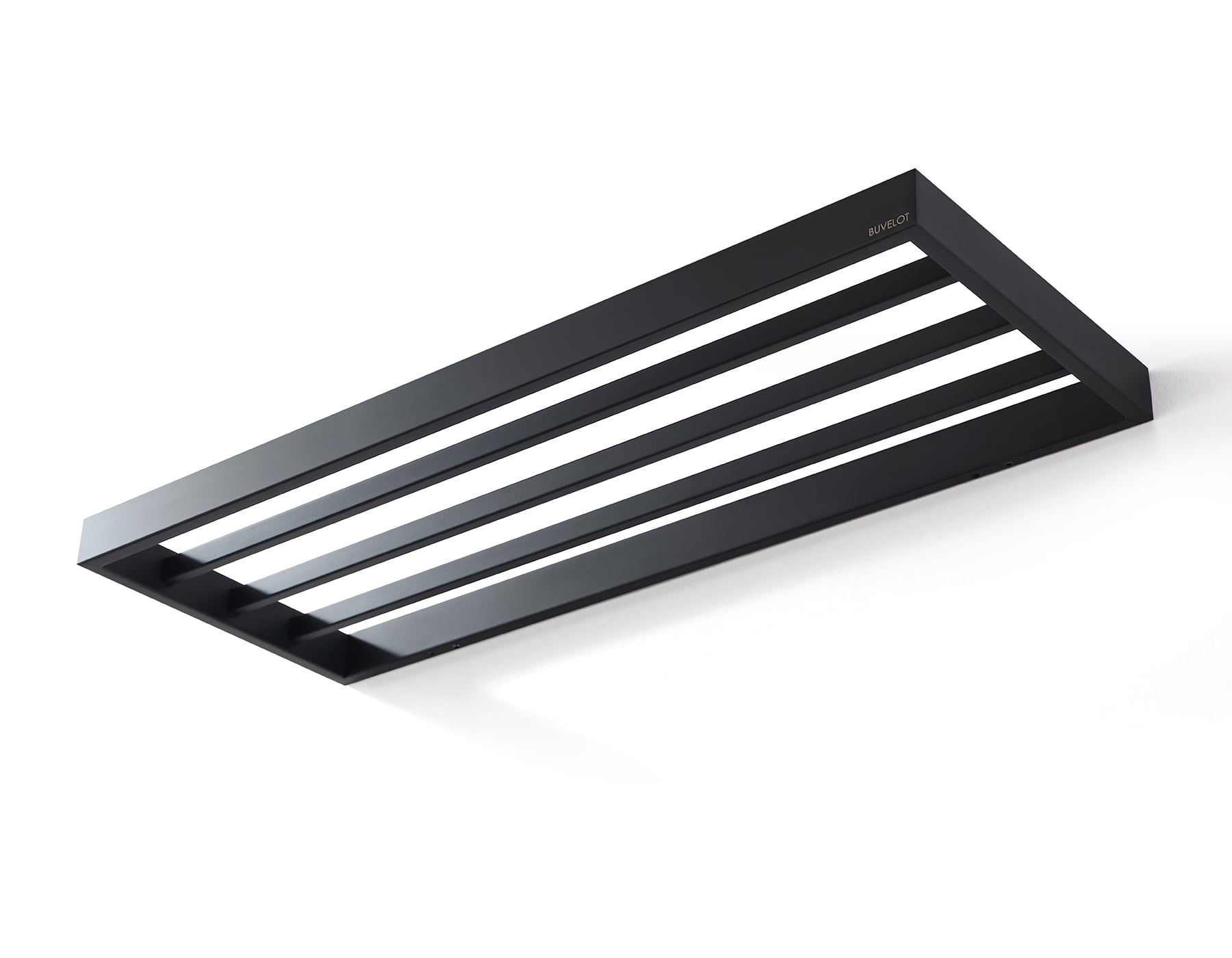 BUVELOT Lavatory Bath Towel Shelf, Minimalist Towel Rack for Bathroom, Wall Mounted and Modern Hotel Style with Towel Bar ,Towel Holder 24Inch, Matte Black, 073090-MB Ler Series