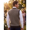 thumbnail image 3 of INSPIRE CHIC Men's Classic Sleeveless V-Neck Button Argyle Knitwear Sweater Cardigan Vest S Light Brown, 3 of 6