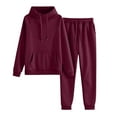 thumbnail image 2 of Womens 2 Piece Outfits Lounge Hoodie Oversized Sweatshirt Jogger Sweatpants Y2K Tracksuit Sweatsuit Set Fall Clothes Wine L, 2 of 5