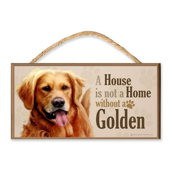 Golden Retriever v3 "A House is Not a Home without a Golden" Dog Sign / Plaque featuring the art of Scott Rogers