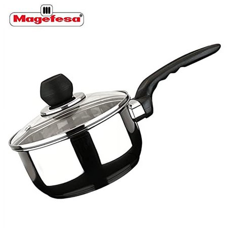 MAGEFESA ® Practika pot an pan set, 7 Piece, this cookware include Stockpot, Stew pot, Saucepan, Deep sauté, Stainless Steel, compatible with all types of kitchens, INDUCTION, Dishwasher safe