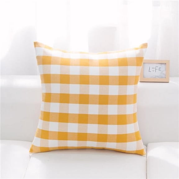 MDR Trading Inc. HU-BC2626NTYWOP Euro Size Yellow And White Checks With Polyester Insert Pillow