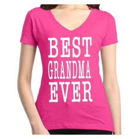 Shop4Ever Women's Best Grandma Ever Grandparent Slim Fit V-Neck (Best Slim Fit Clothing Brands)