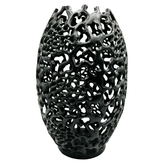 Bergamo Art 15" Decorative Handmade Aluminum Egg Nest Flower Vase in Black