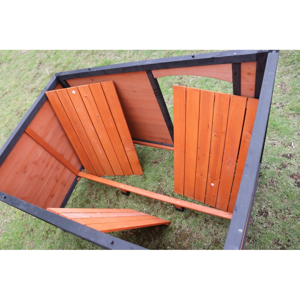 Holaki Extra Large Dog House Outdoor Weatherproof Wooden Dog Kennel Dog Houses for Large Dogs Outside Indoor Dog House Doghouse for Winter with Raised Feet,Natural