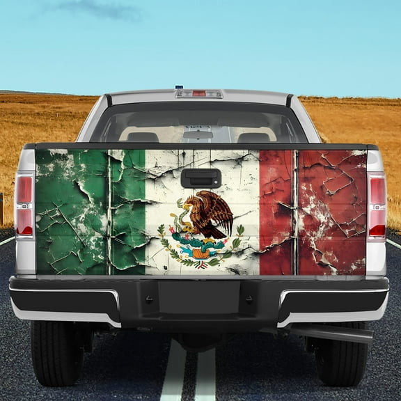 Lotusprinthandmade Mexican Eagle 3D Tailgate Wrap 2 Sizes (24"x58"), Mexico Flag Truck Vinyl Decal