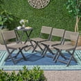 thumbnail image 3 of GDF Studio Truda Outdoor Acacia Wood Foldable Bistro Chairs with Wicker Seating (Set of 4), Dark Gray Finish and Brown Wicker, 3 of 7