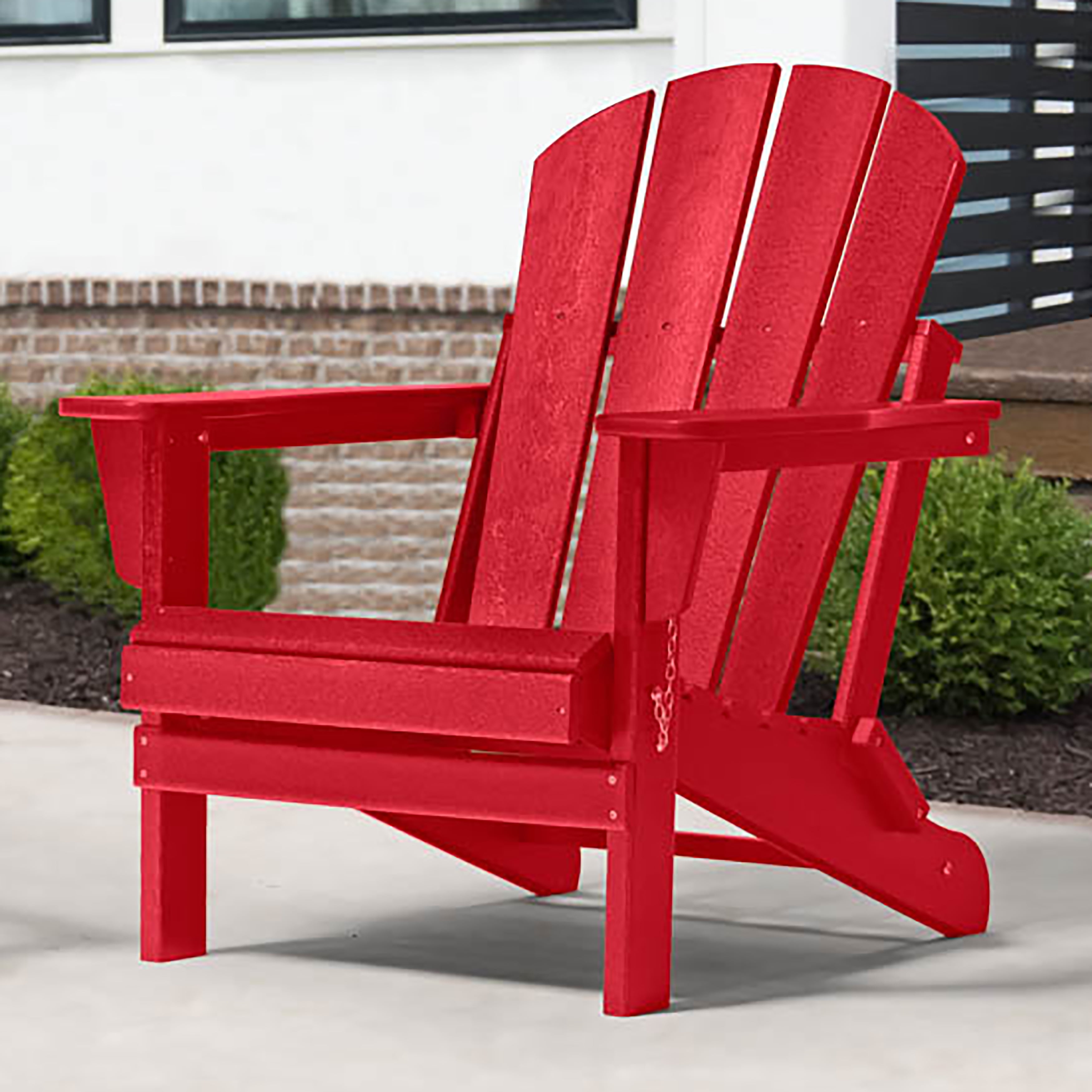 Braxton Folding Plastic Adirondack Chair, Red Walmart
