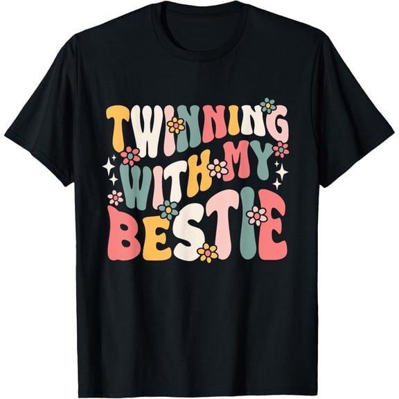 Twin Matching Twins Groovy Spirit Week Twins Day T-Shirt