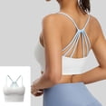 thumbnail image 2 of Floleo Women's Multi-Strap Back Sports Bra, Fixed Padded Cups, Scoop Neck Yoga Workout & Everyday Comfort Bralette (White,S), 2 of 9