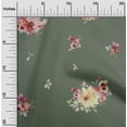 thumbnail image 2 of oneOone Cotton Silk Olive Green Fabric Florals Sewing Material Print Fabric By The Yard 42 Inch Wide, 2 of 6