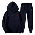 thumbnail image 5 of Jogging Suits for Men 2 Piece Set Letter Graphic Relaxed Fit Hoodie Sweatshirt and Joggers Sweatpants Sets Pullover Suits Clothes Outfits Navy M, 5 of 5