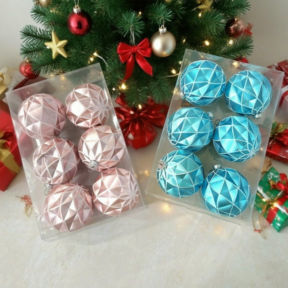 Christmas Ball Ornaments 6 Pcs - 3 inch Large Shatterproof Christmas Balls, Textured Decorations Indoor, Classic Holiday Party Hanging Ornaments for Xmas Tree, Wreath, Vines, Blue