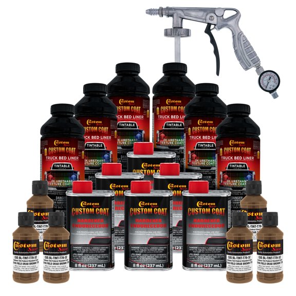 Custom Coat 33105 Field Drab Brown T78 Urethane Spray-On Truck Bed Liner, 1.5 Gallon Kit with Spray Gun