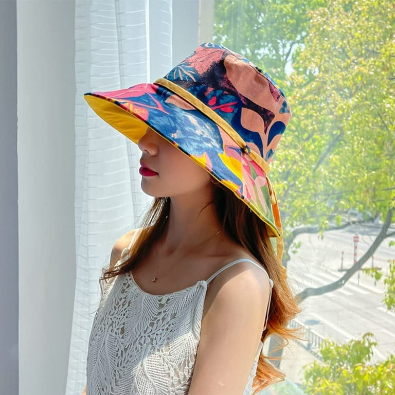 CoCopeaunts Summer Hat for Women Wide Brim Sun Hat Fishing Hats Cute Ethnic Bucket  Hat Holiday Camping Beach Hat 2023 