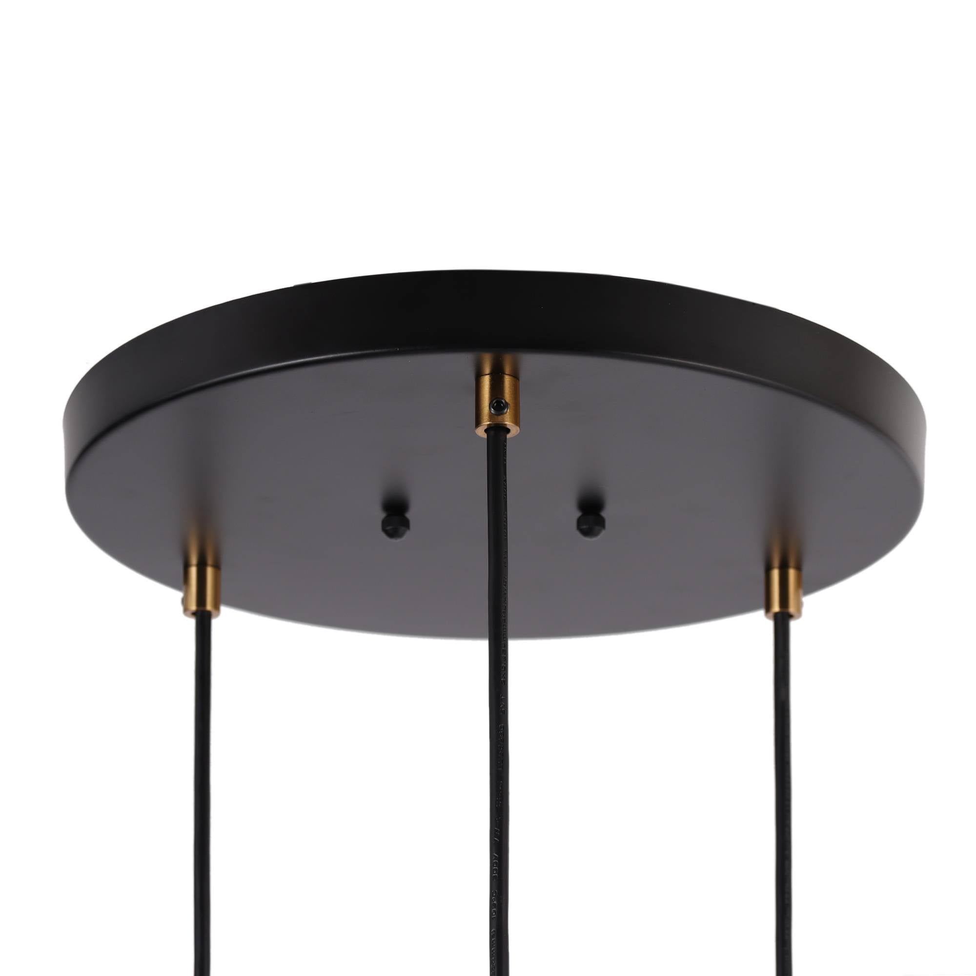 LNC 3-Light Black and Gold Linear Pendant with Seeded Glass for Kitchen Island