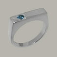 thumbnail image 2 of LBG British Made 10k White Gold Genuine Natural Blue Topaz Mens Band Ring - 33 size options - Size 5.5, 2 of 6