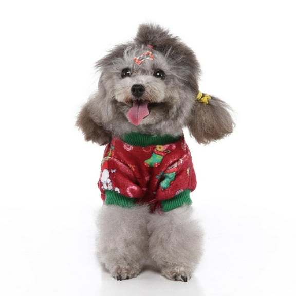 Luxsea Flannel Dog Pajamas-Cute Santa Claus Snowflake Soft Pet Clothes Jumpsuit Pjs