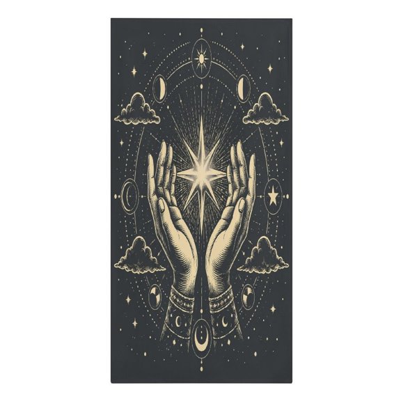 RKSupls Mystic Hands Holding Star Microfiber Beach Towel Absorbent Compact Towels for Swimming Pool Beach Travel Things for Vacation Essentials Adult Gift,61.4×30.3Inch