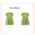 thumbnail image 3 of Emy Dola 2-7T Little Girls Green Floral Cotton Dress Princess Short Sleeve A-line Summer Dresses, 3 of 8