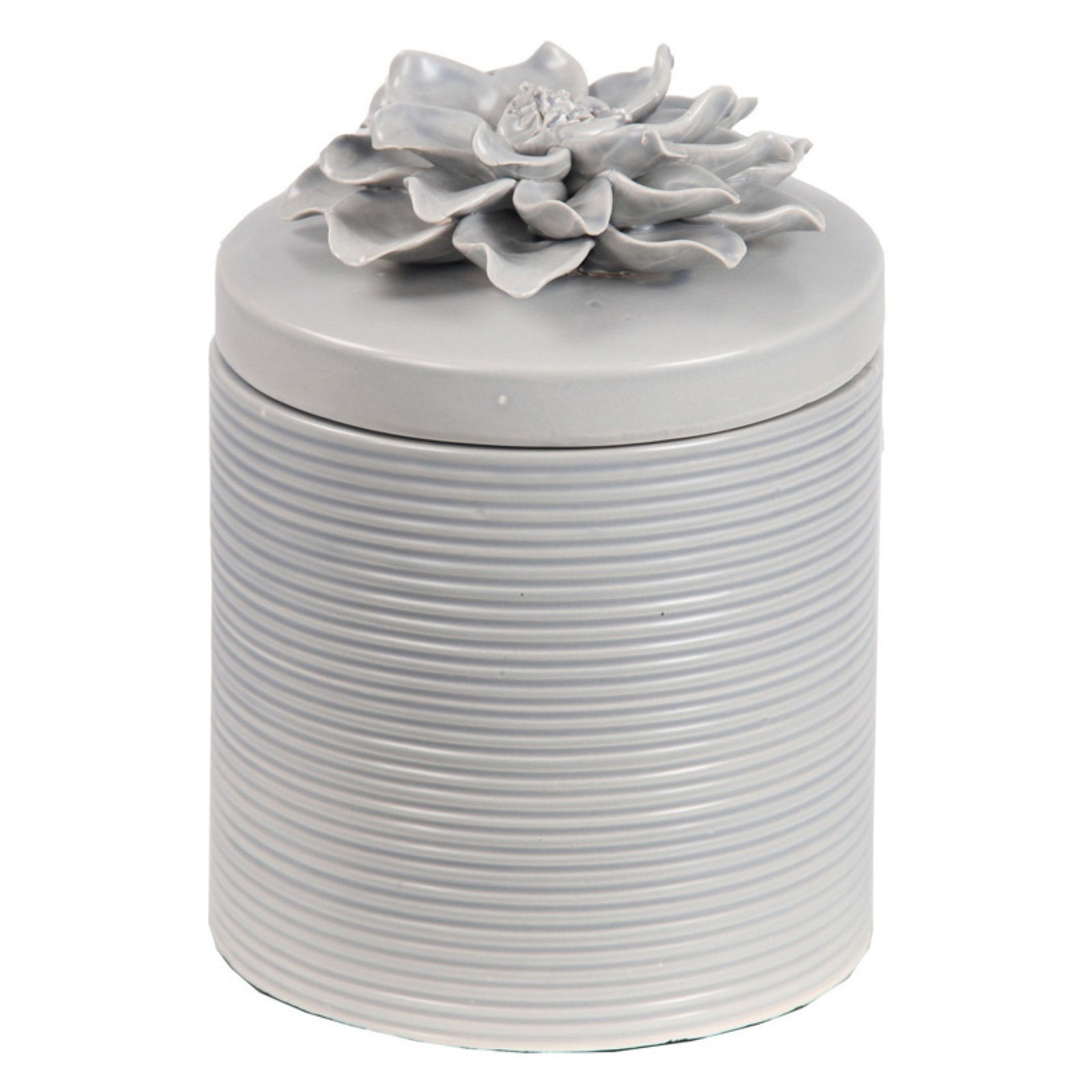 Privilege International 10 in. Ceramic Jar with Flower Lid