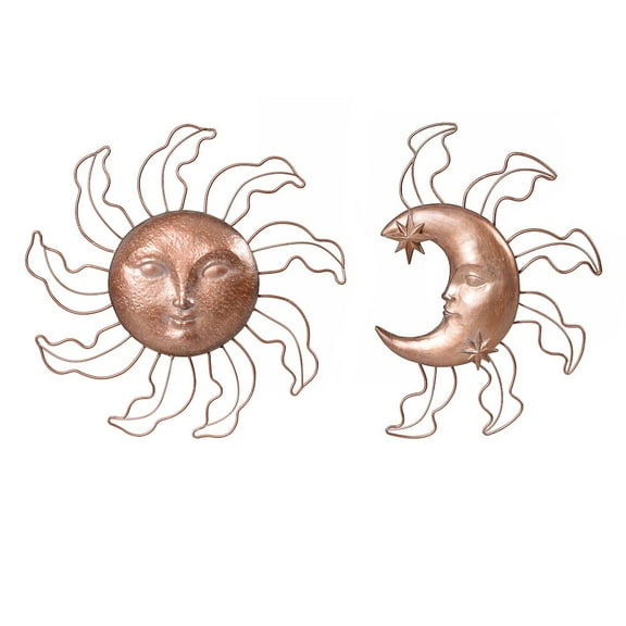 Hi-Line Gift Ltd 77183-B Sun & Moon Wall Art 2 Pcs Set Resin Wall Hanging Decor