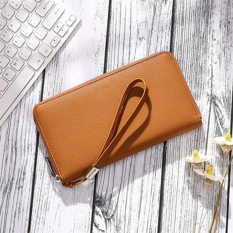 Fashion Women Wallets Simple Zipper Purses Long Section Clutch Wallet Soft  PU Leather Money Bag-light Purple 