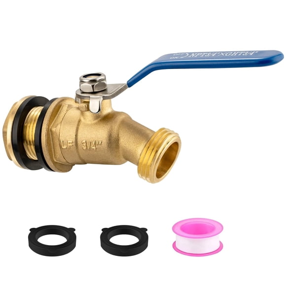 Brass Rain Barrel Spigot Kit /GHT Brass Water Container Rain Barrel Faucets LeadFree Spigot for Garden Hose Thread Connection Gallon Water Tank Faucet