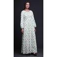 thumbnail image 2 of Bimba Moss Georgette Mermaid & Starfish Ocean Printed Womenâ€™s Long Sleeve Elastic Waist MaxiÂ&nbsp;DressÂ&nbsp;Gown-XXX-Large, 2 of 5