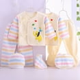 thumbnail image 2 of Paguaki Preemie Baby Boy Girl Clothes Baby 5-Piece Set 5PCS Tops Hat Pants Set Baby Bib Sock Layette Sets, 2 of 6