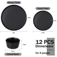 thumbnail image 6 of Onader Stoneware Dinnerware Sets, 12 Piece Plates and Bowls Set for 4, Serving Plates and Bowls Dish Sets, Microwave & Dishwasher Safe - Matte Black, 6 of 8