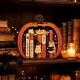 thumbnail image 4 of Halloween Wooden Pumpkin Bookshelf Decor, Rustic Pumpkin Tabletop Ornament with Fall Design, Seasonal Home Decoration for Shelf Mantel Desk Living Room Office Party Display, 4 of 6