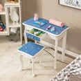 thumbnail image 4 of Gymax Kid Vanity Set Wooden Makeup Table Stool Tri-Folding Mirror Snowflake Print Blue, 4 of 10