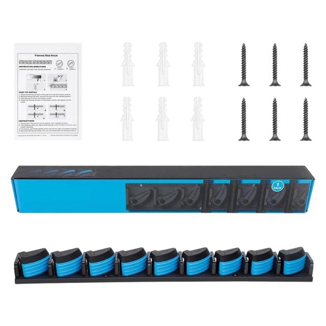 CNKOO Light weight Fishing Poles Rack Wall Mounted Fishing Rod Holder Vertical Support 9 Rod Rack for Garage Storage Enduring