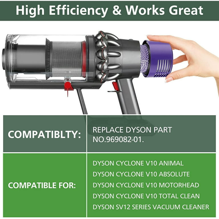 4 x Filtre HEPA pour aspirateur Dyson V10 Sv12 Total Clean, Parquet,  Motorhead, Animal