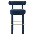 thumbnail image 5 of Modway Toulouse Performance Velvet Bar Stool in Midnight Blue Gold, 5 of 9