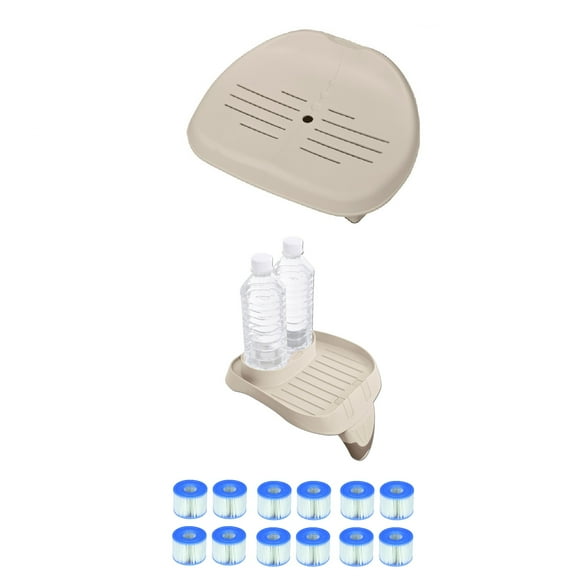 Intex Inflatable Spa Seat & Cup Holder & Type S1 Pool Filter Cartridges (6 Pack)