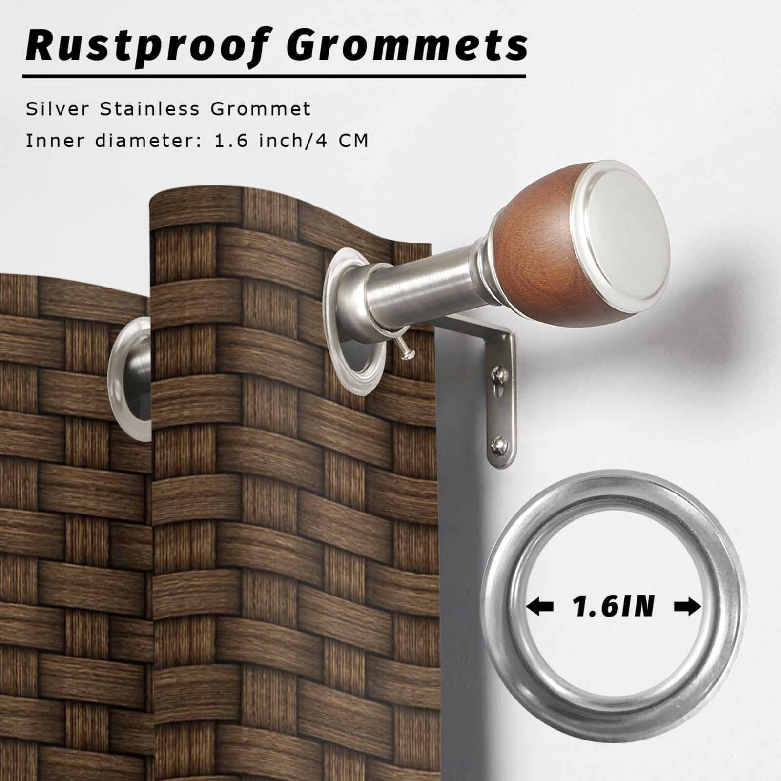Outdoor Curtains for Patio Waterproof, Dark Brown Rattan Outdoor Privacy Panels Grommet, Vintage Abstract Wicker Texture Blackout Outside Curtains for Porch/Cabana/Pergola/Gazebo 54"x95", 2 Panels