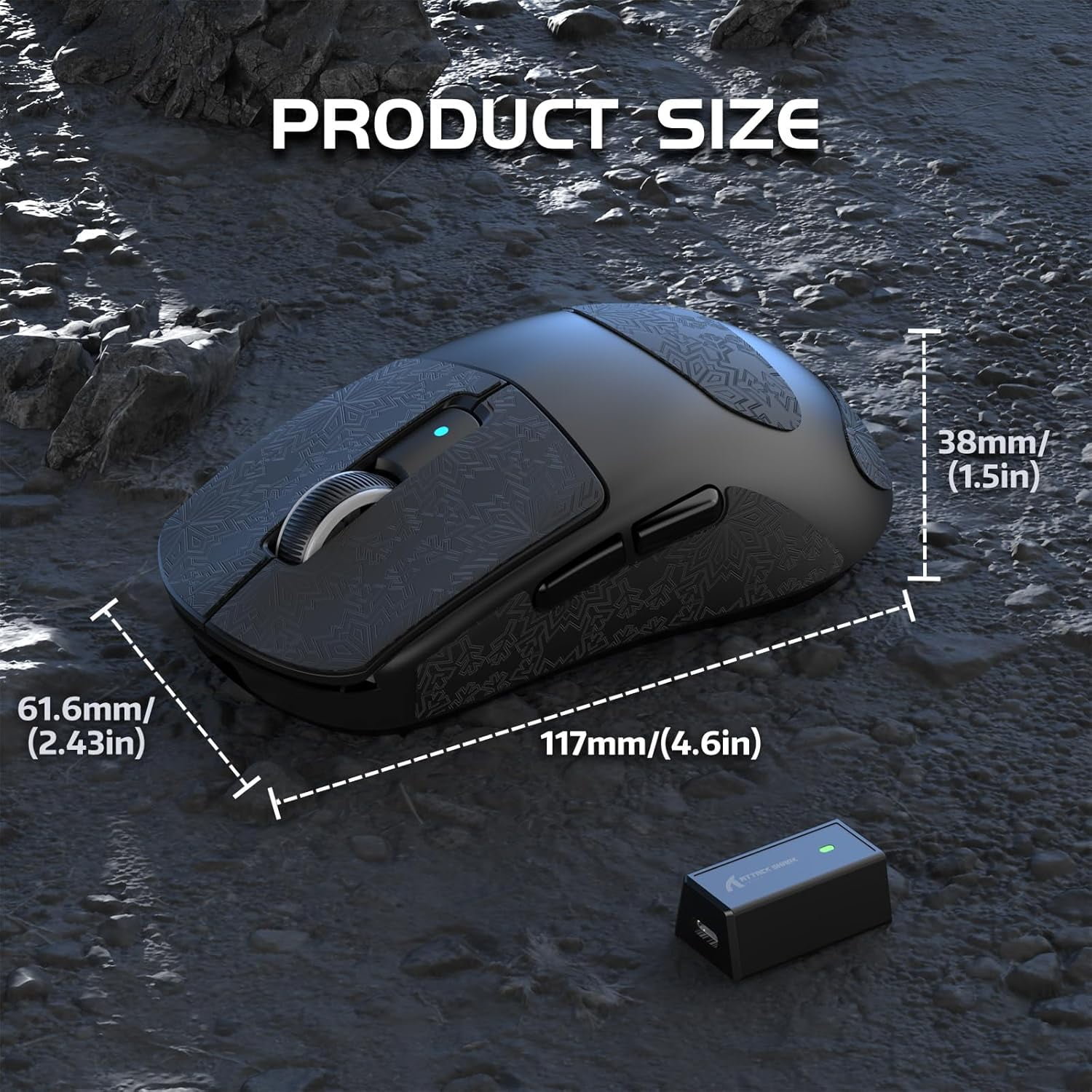 ATTACK SHARK R6 39g Superlight Optical Gaming Mouse, Wireless 8K, MCU Nodic 52840, Adjustable DPI 42000, for Win11/Xbox/PS/Mac, Black