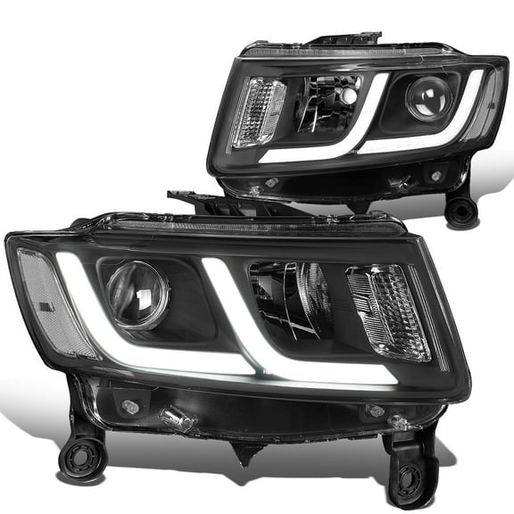 DNA Motoring  For 14-16 Jeep Grand Cherokee LED DRL Black Clear Projector Headlight Lamps Pair