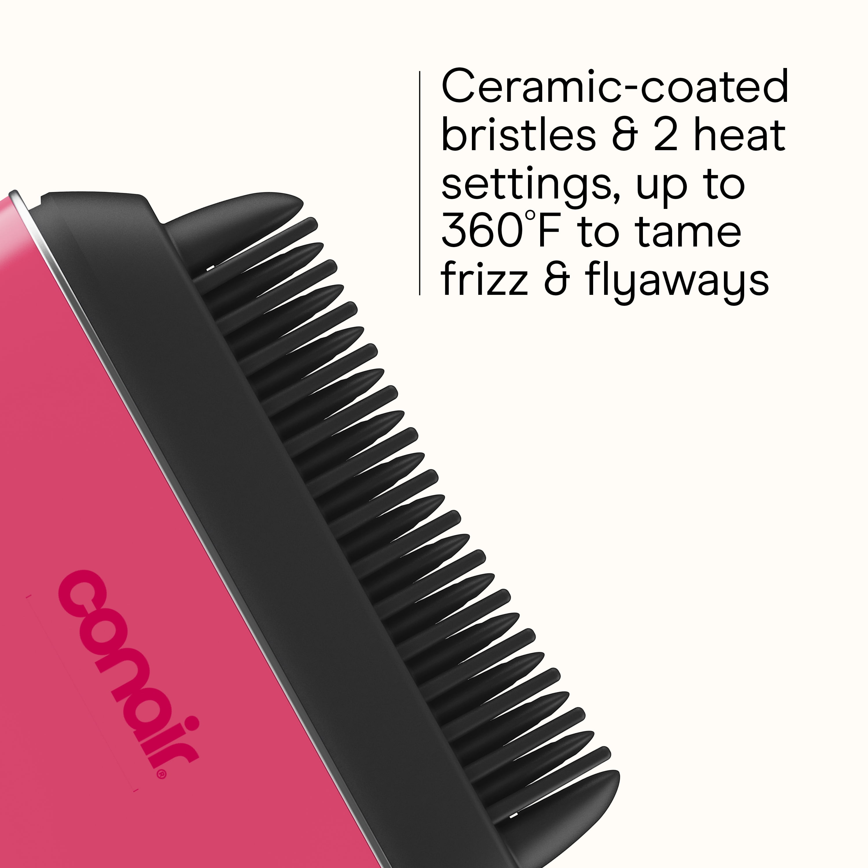 Conair Cordless Heated Brush – Portable Ceramic Ionic Smoothing Brush for Frizz Control & Shine, Rechargeable USB‑C, 2 Heat Settings (320°F/360°F), Travel‑Friendly Styling Tool with Protective Cover,