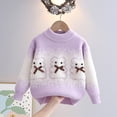thumbnail image 2 of 2025 Enfants Filles Garçons Motif Col Rond Manches Longues Chandail Décontracté Tricoté Hauts 2-12 Ans Violet, 2 of 4