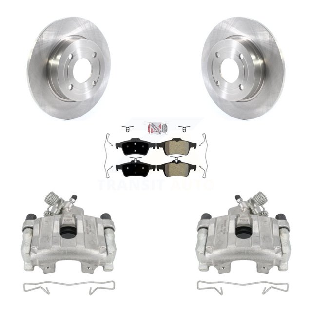 Transit Auto Rear Disc Brake Caliper Rotors and Semi-Metallic Pads Kit for Car 2018-2021 Ford EcoSport FWD KC8-100679N
