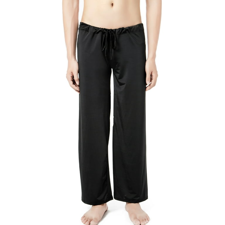 Youloveit Men's Comfy Sleep Lounge Pajama Pant Soild Color Soft Sleepwear  Nightwear Pajama Lounge Pants,Size XL-4XL/Black/Gray